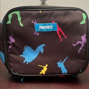 Fortnite Black Lunch Bag with Colorful Silhouettes